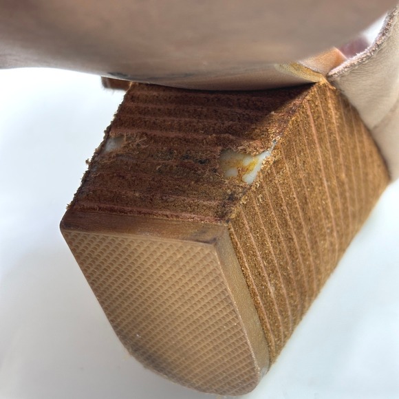 Free People x Jeffrey Campbell Nude Leather Strappy Block Heel Booties Size 8 - Picture 10 of 13